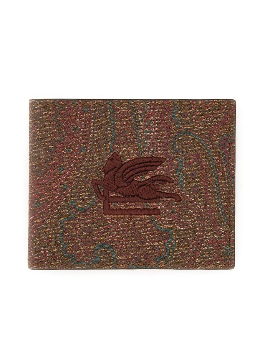 ETRO PORTAFOGLIO IN TELA SPALMATA CON STAMPA PAISLEY