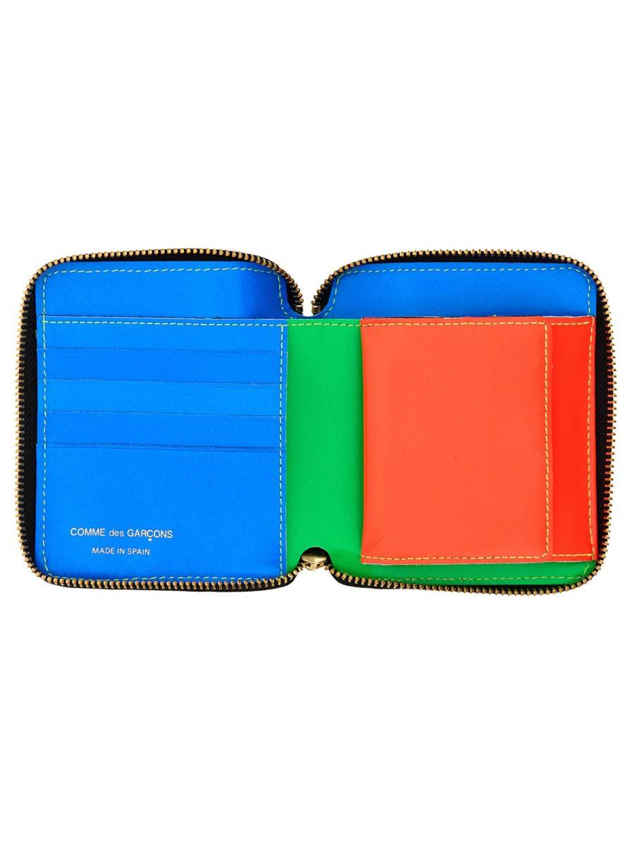 COMME DES GARCONS WALLET PORTAFOGLIO SUPER FLUO IN PELLE