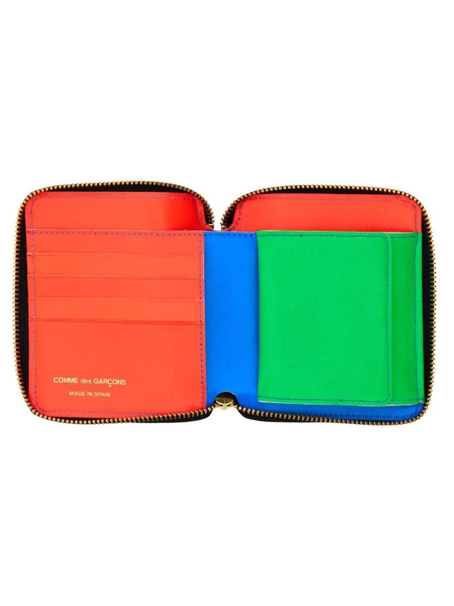 COMME DES GARCONS WALLET PORTAFOGLIO SUPER FLUO IN PELLE