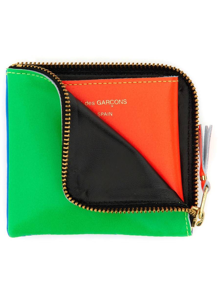 COMME DES GARCONS WALLET PORTAFOGLIO SUPER FLUO IN PELLE