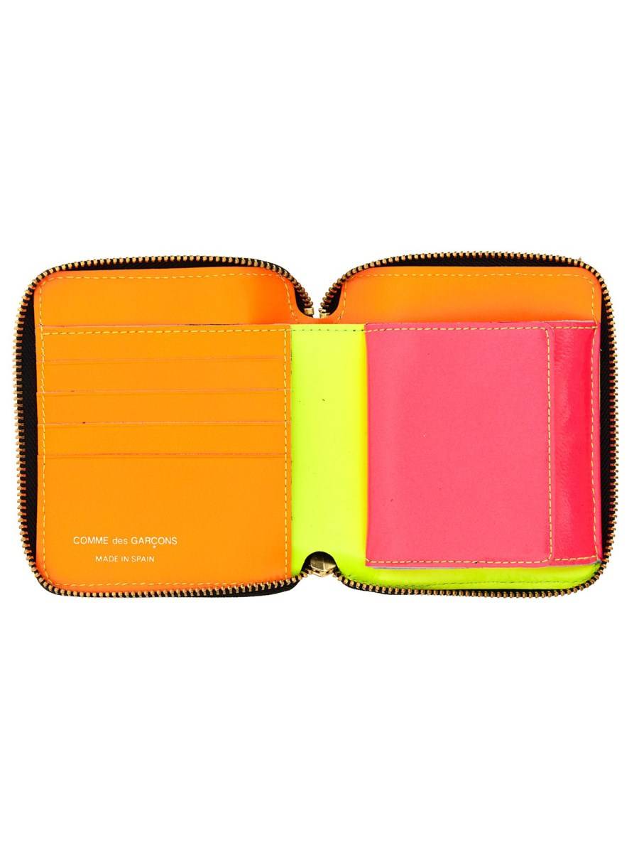 COMME DES GARCONS WALLET PORTAFOGLIO SUPER FLUO IN PELLE