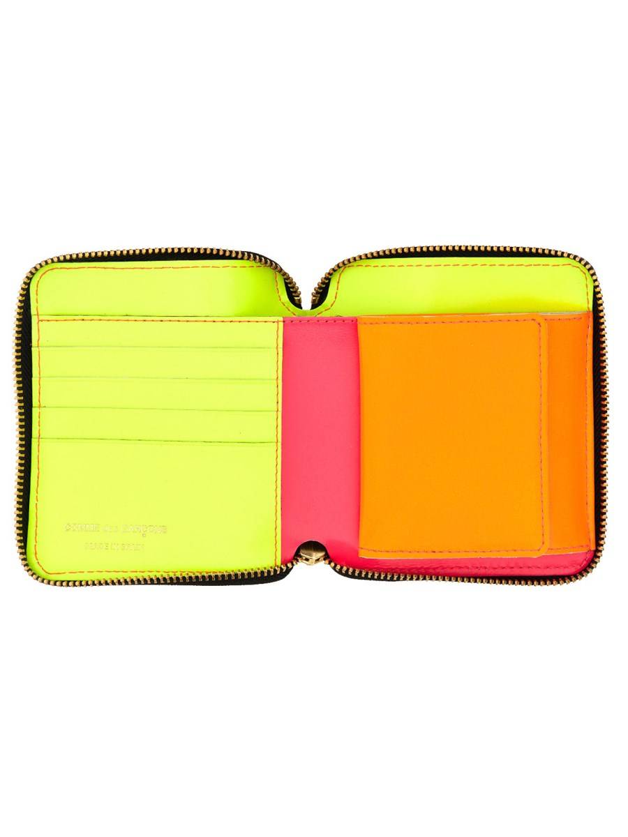 COMME DES GARCONS WALLET PORTAFOGLIO SUPER FLUO IN PELLE