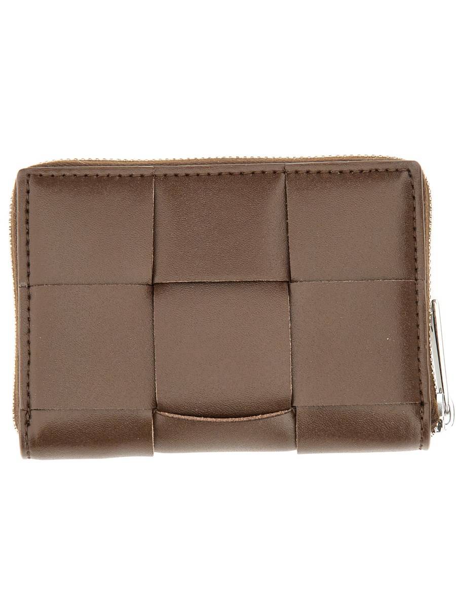 BOTTEGA VENETA PORTAMONETE CASSETTE IN PELLE CON ZIP