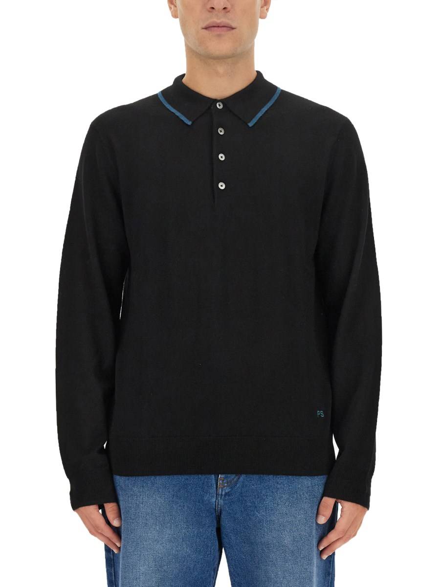 PS BY PAUL SMITH POLO IN MAGLIA DI LANA CON LOGO