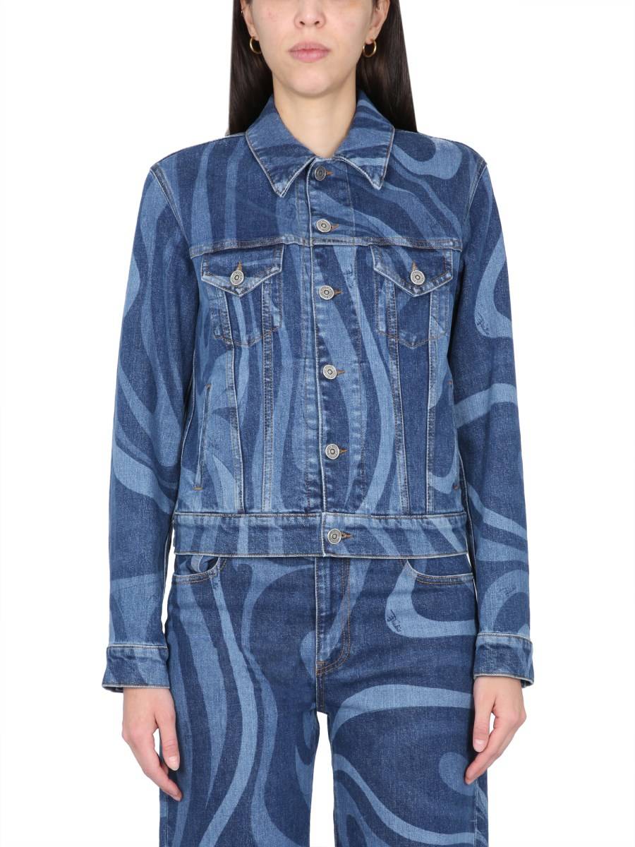 PUCCI GIACCA IN DENIM DI COTONE CON STAMPA MARMO