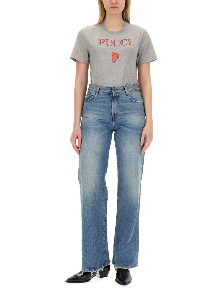 PUCCI T-SHIRT IN JERSEY DI COTONE CON LOGO