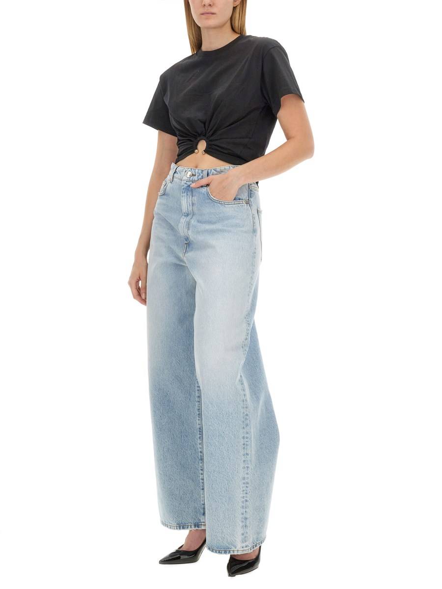 RABANNE T-SHIRT CROPPED IN COTONE