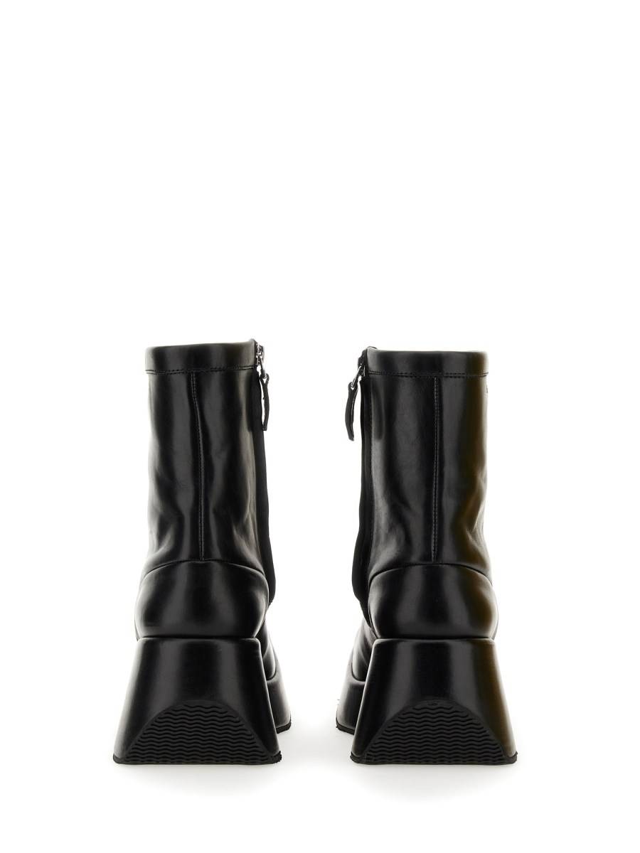 RAF SIMONS STIVALETTO IN PELLE CON PUNTA QUADRATA