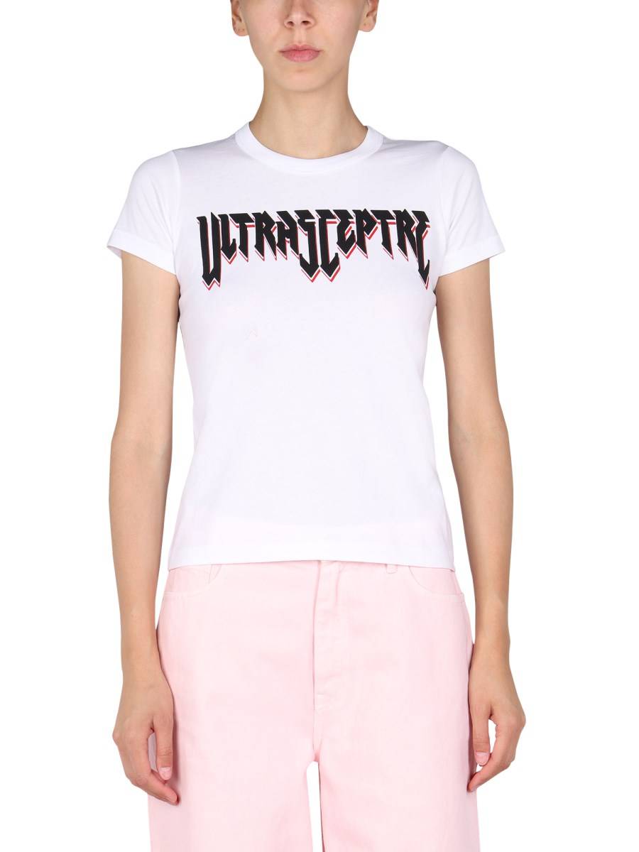 RAF SIMONS T-SHIRT IN COTONE CON STAMPA LOGO