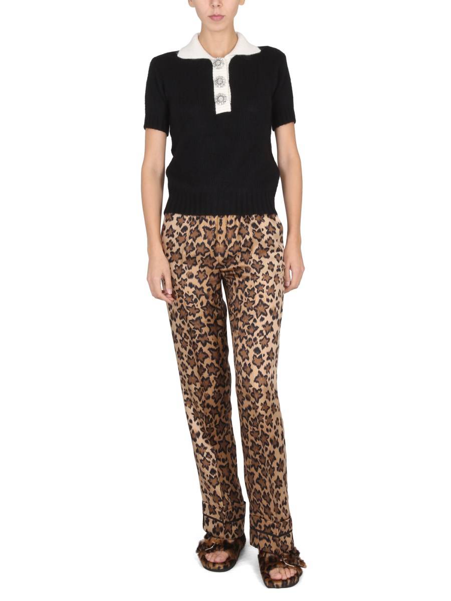 RED VALENTINO PANTALONE IN SETA STAMPA LEO STAR
