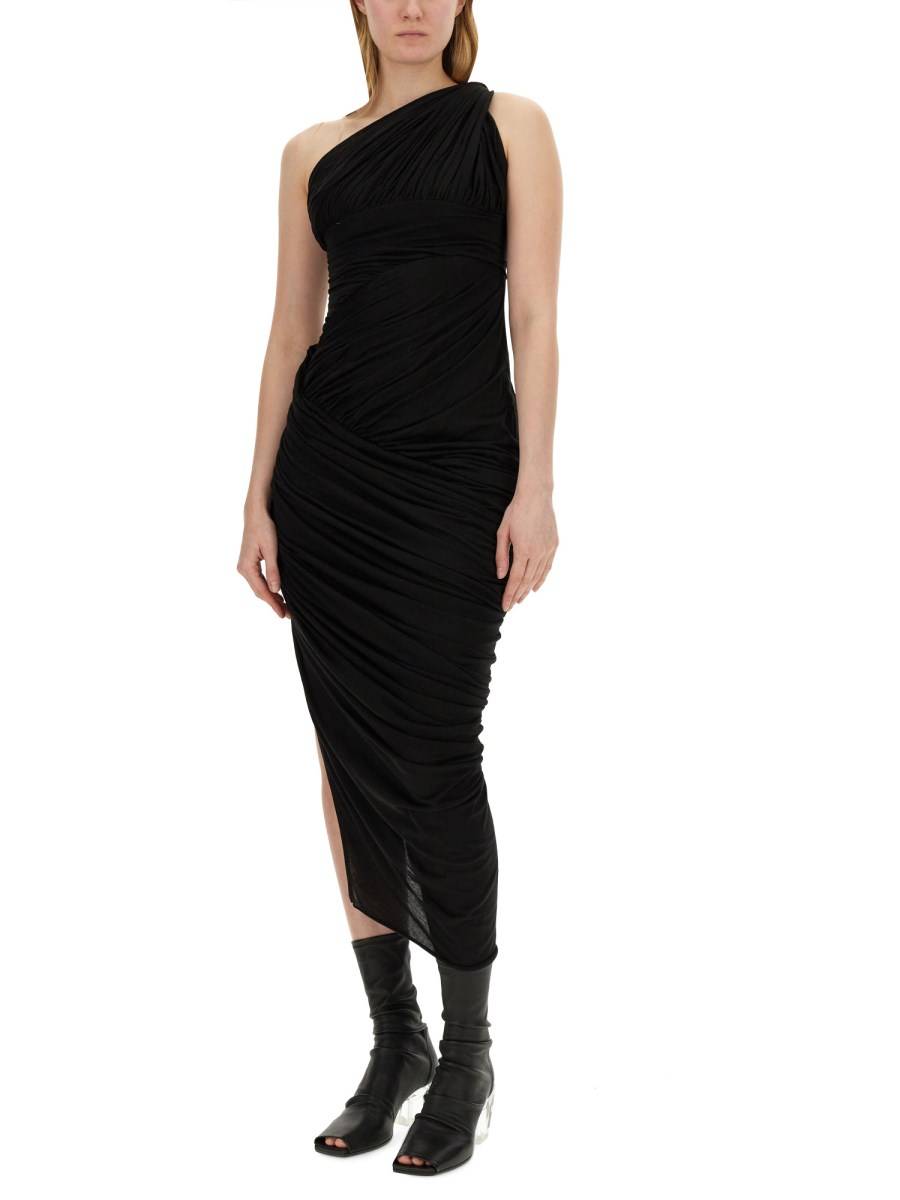 RICK OWENS ABITO IN JERSEY DI COTONE CON SPACCO
