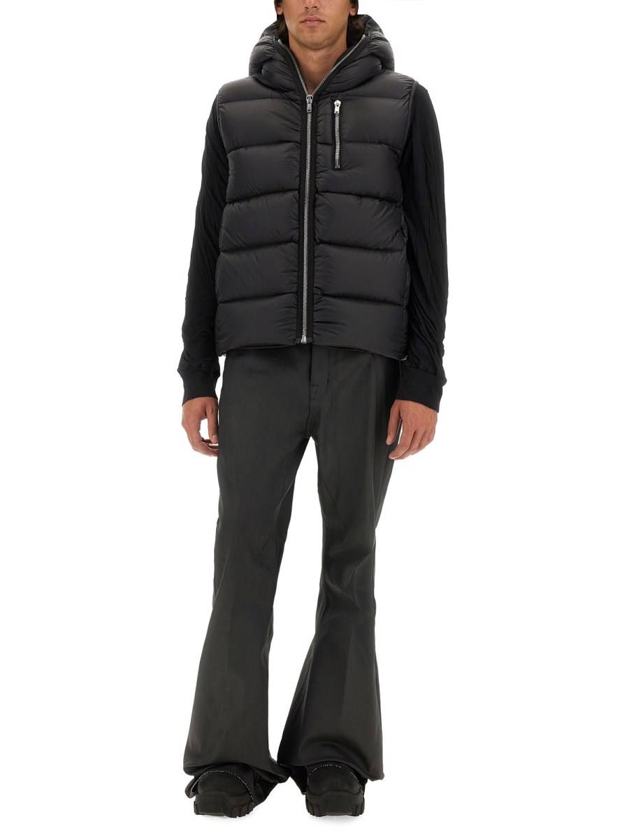 RICK OWENS GILET CON ZIP IN NYLON TRAPUNTATO