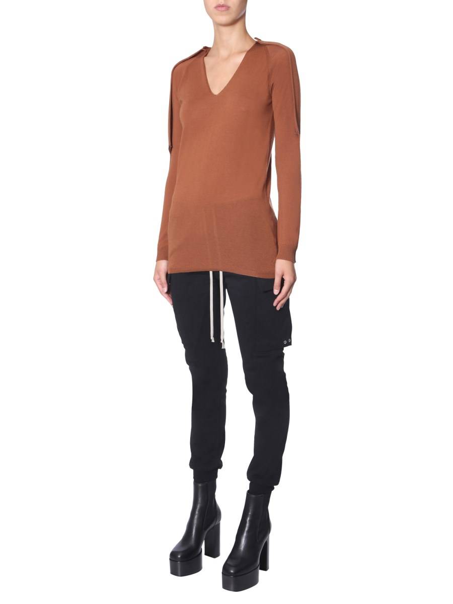 RICK OWENS MAGLIA "ZIONIC" IN LANA CON SCOLLO A V