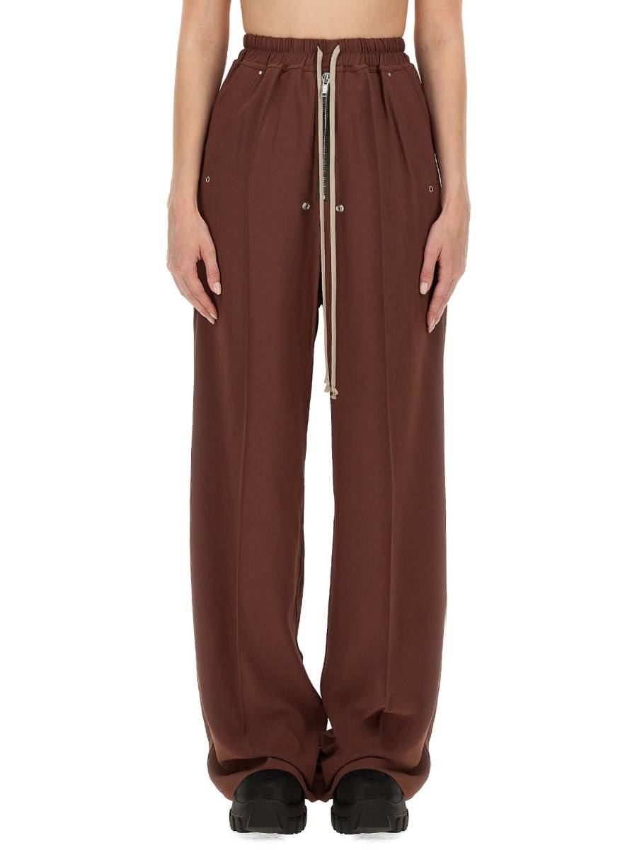 RICK OWENS PANTALONE WIDE LEG IN MISTO VISCOSA