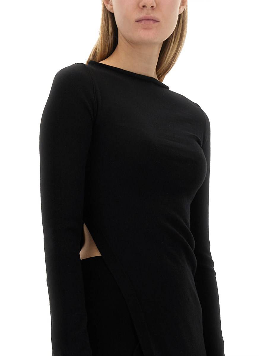 RICK OWENS TOP LUNGO IN LANA CON DRAPPEGGIO