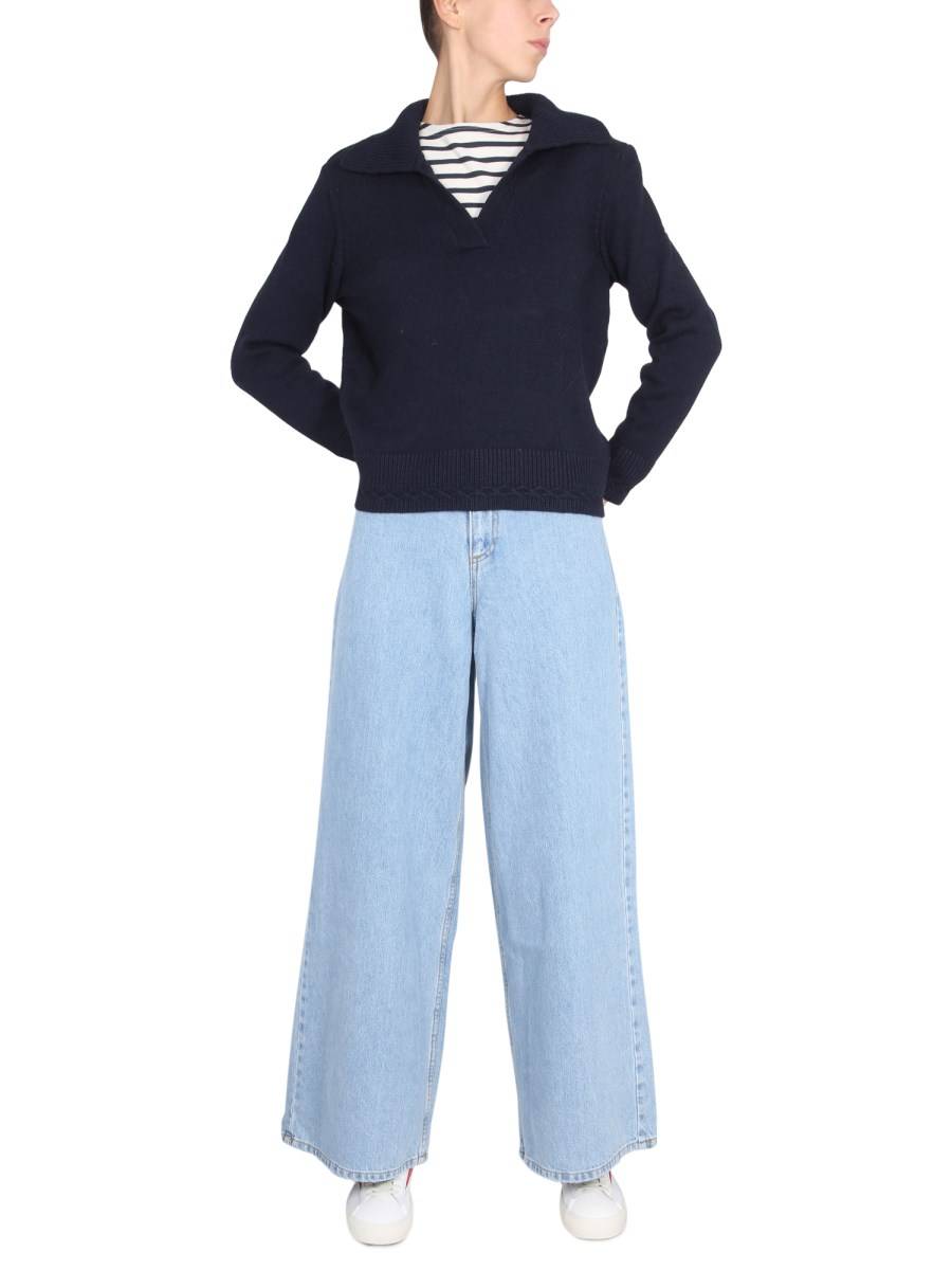 SAINT JAMES MAGLIA IN LANA CON SCOLLO A V