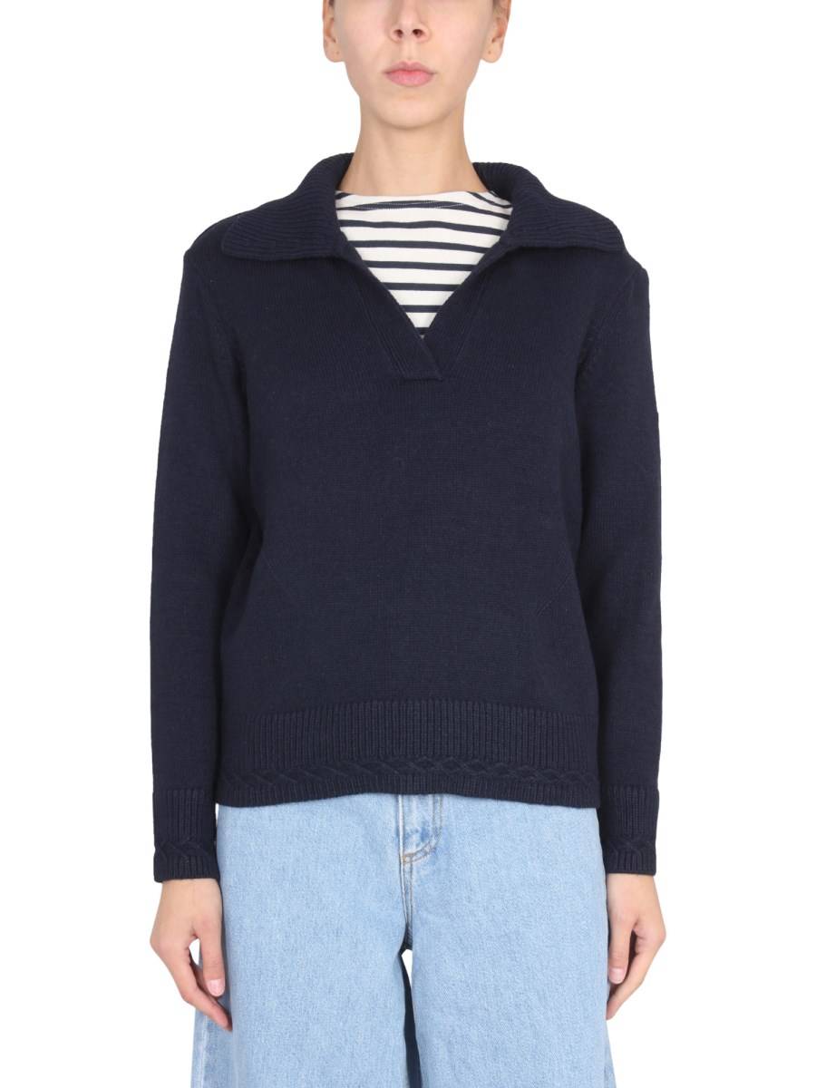 SAINT JAMES MAGLIA IN LANA CON SCOLLO A V