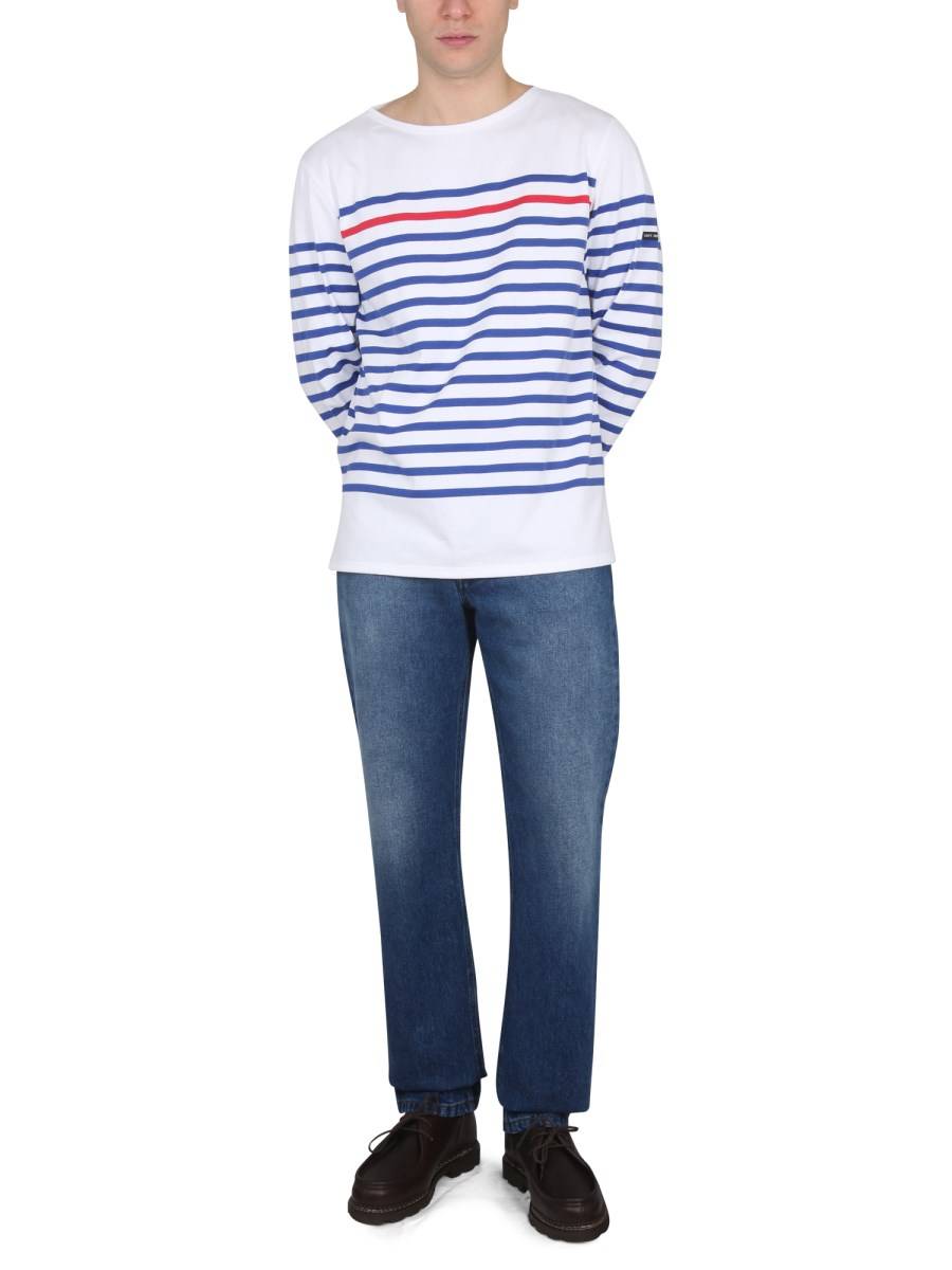 SAINT JAMES T-SHIRT NAVAL RAY ROUGE IN COTONE