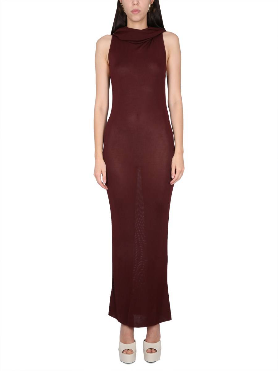 SAINT LAURENT ABITO CON CAPPUCCIO IN VISCOSA