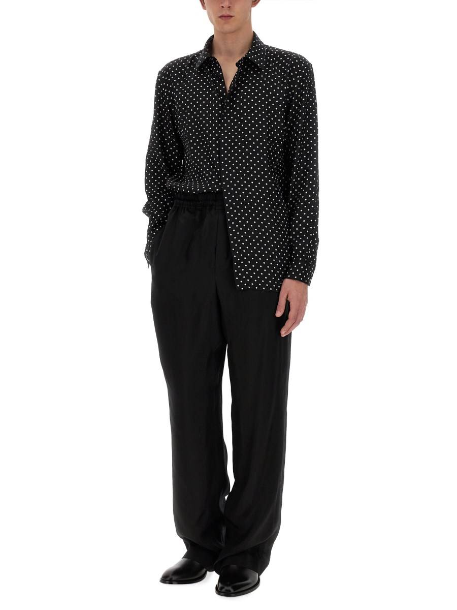 SAINT LAURENT CAMICIA A POIS IN SETA