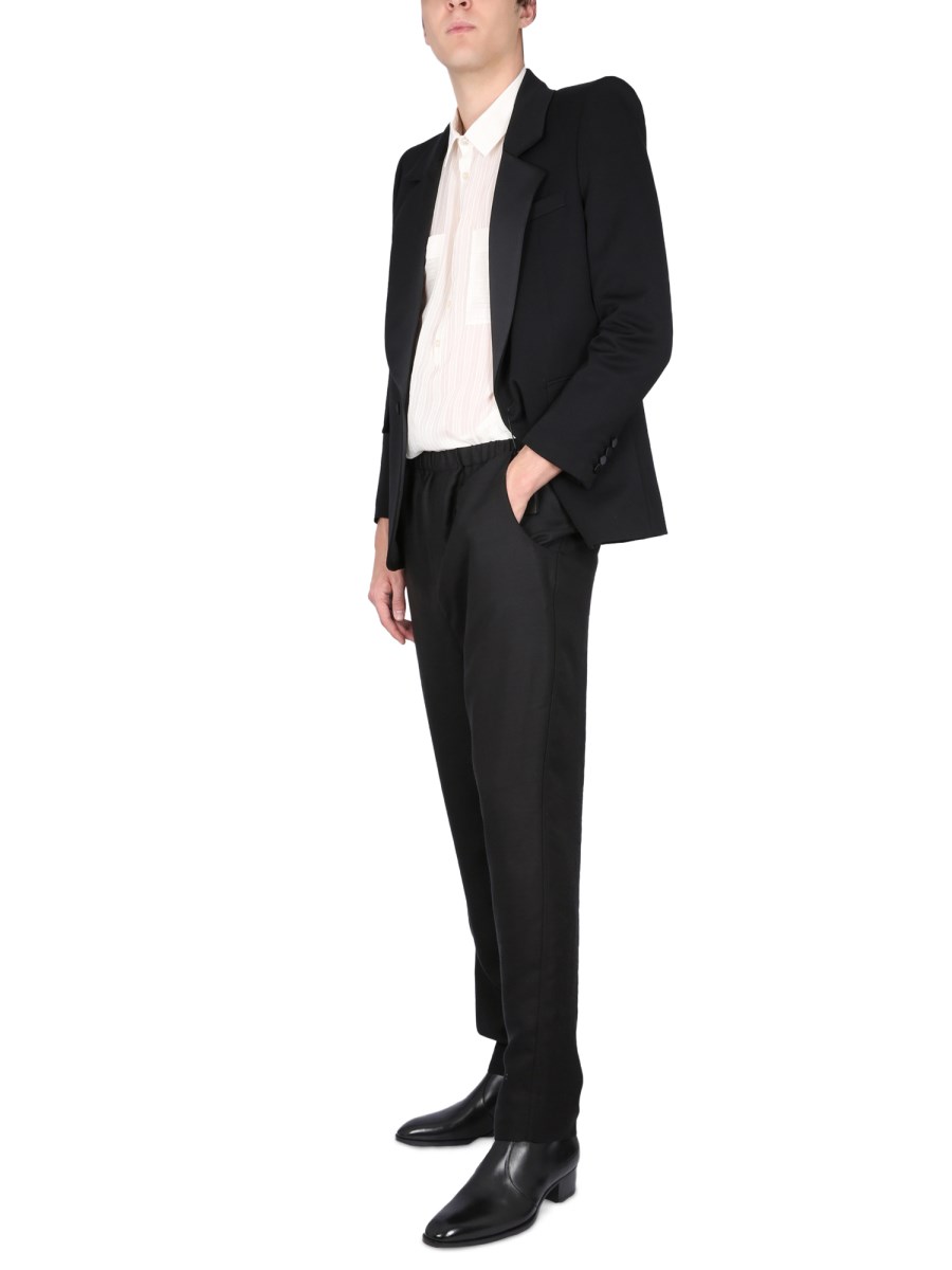 SAINT LAURENT CAMICIA A TUNICA IN CUPRO A RIGHE