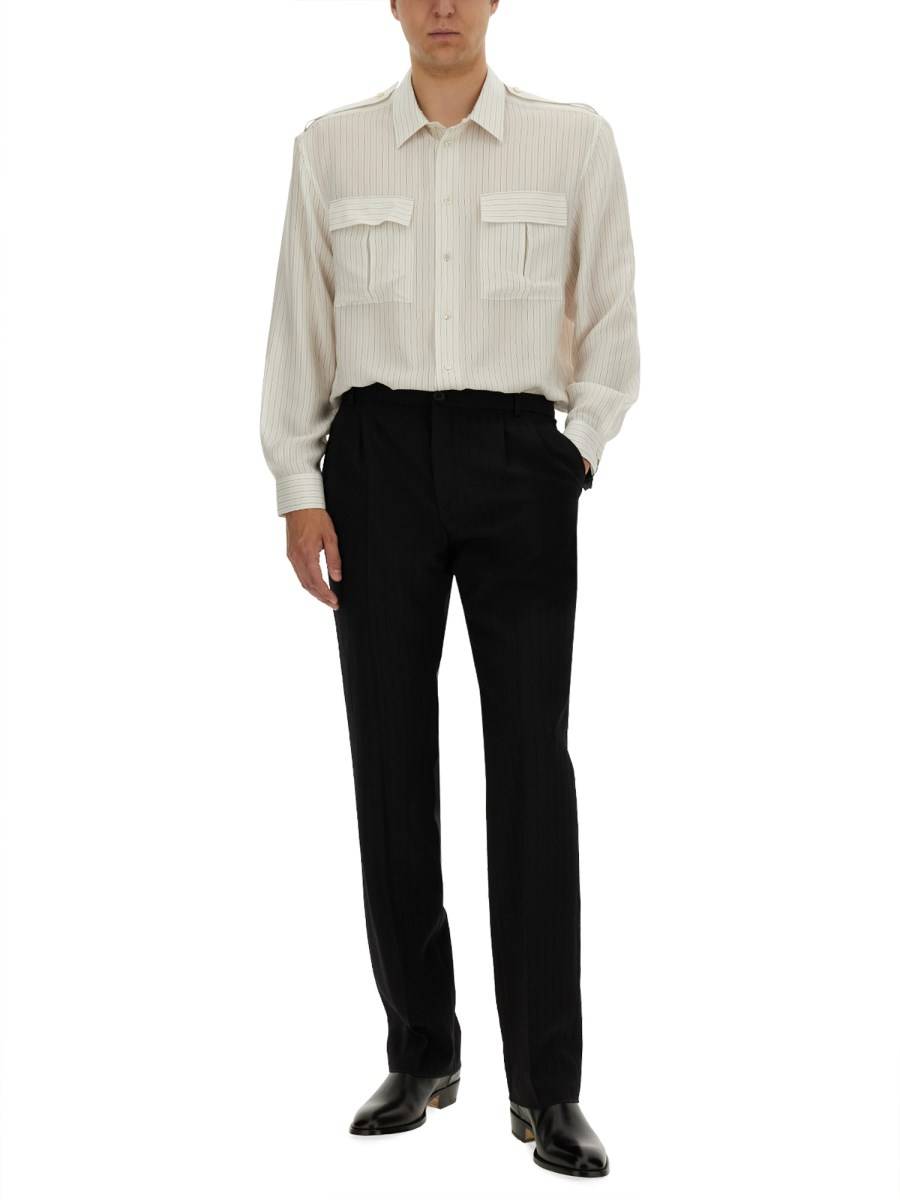 SAINT LAURENT CAMICIA IN RASO DI SETA RIGATO