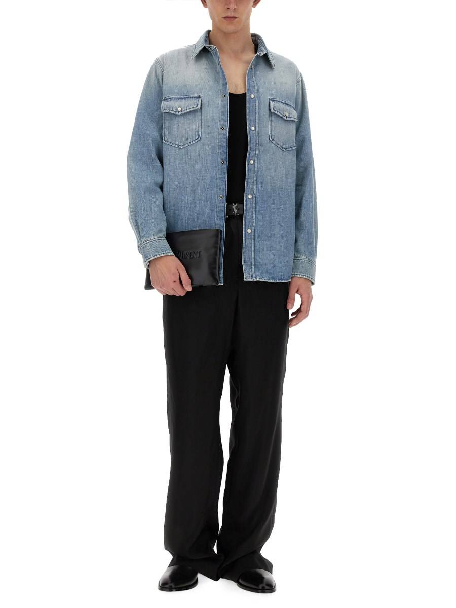 SAINT LAURENT CAMICIA OVERSIZE IN DENIM GIAPPONESE