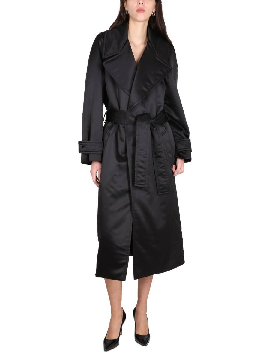 SAINT LAURENT CAPPOTTO CON CINTURA CREPE SATIN