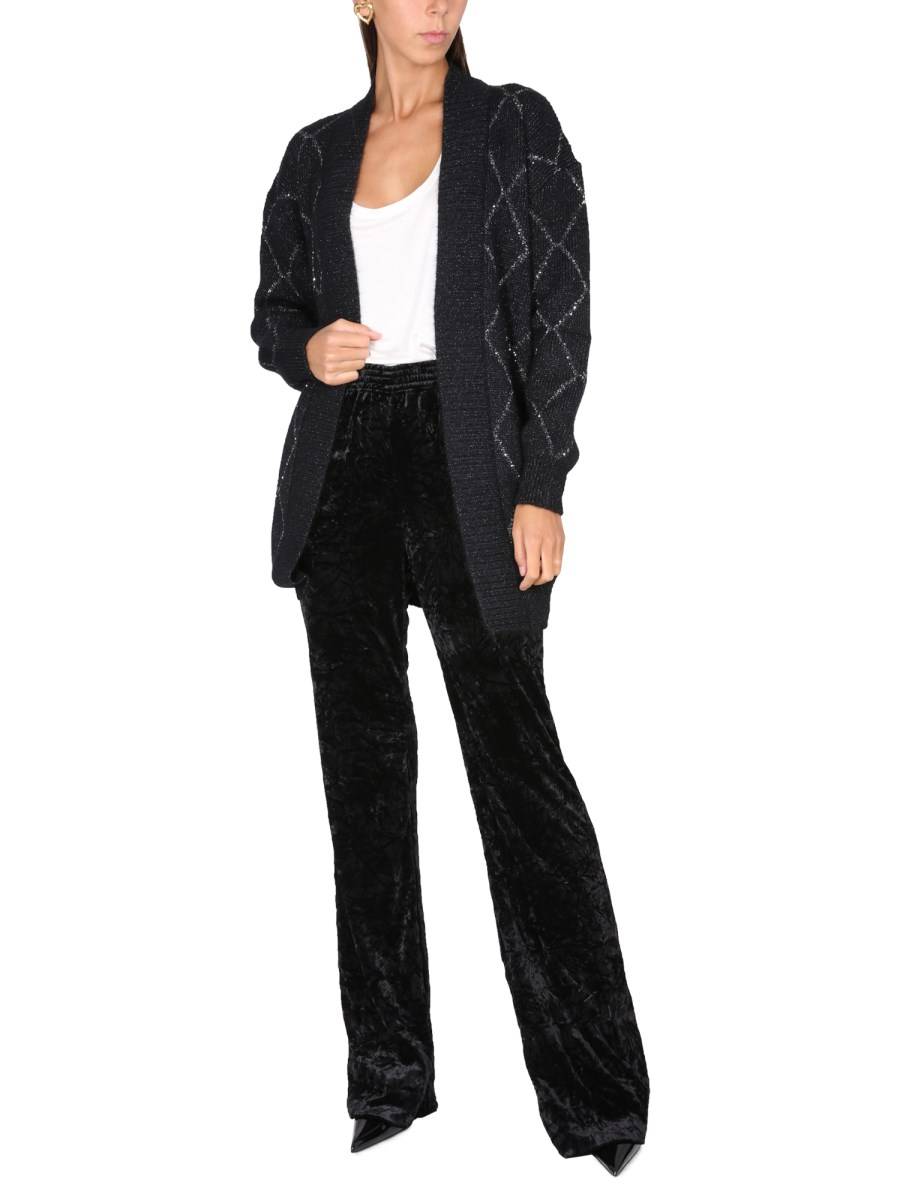 SAINT LAURENT CARDIGAN LUNGO LAME' IN MISTO MOHAIR