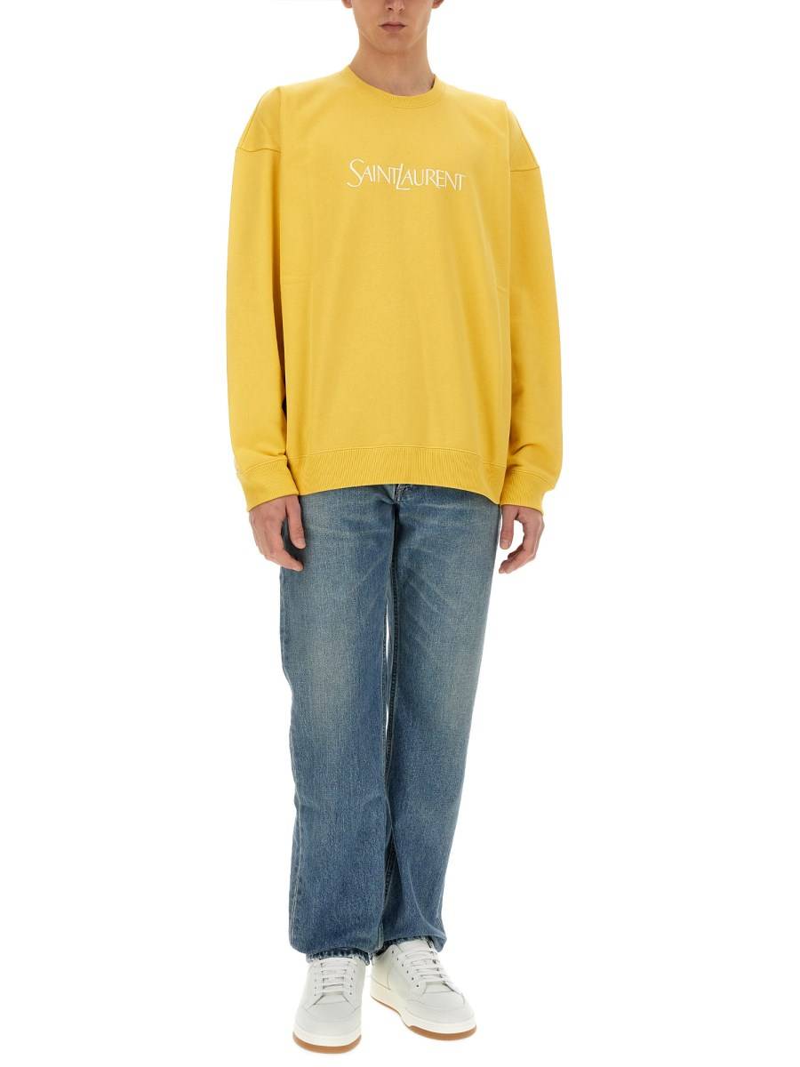 SAINT LAURENT FELPA CON LOGO IN COTONE