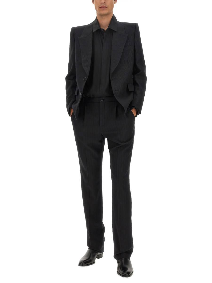 SAINT LAURENT GIACCA IN LANA A RIGHE