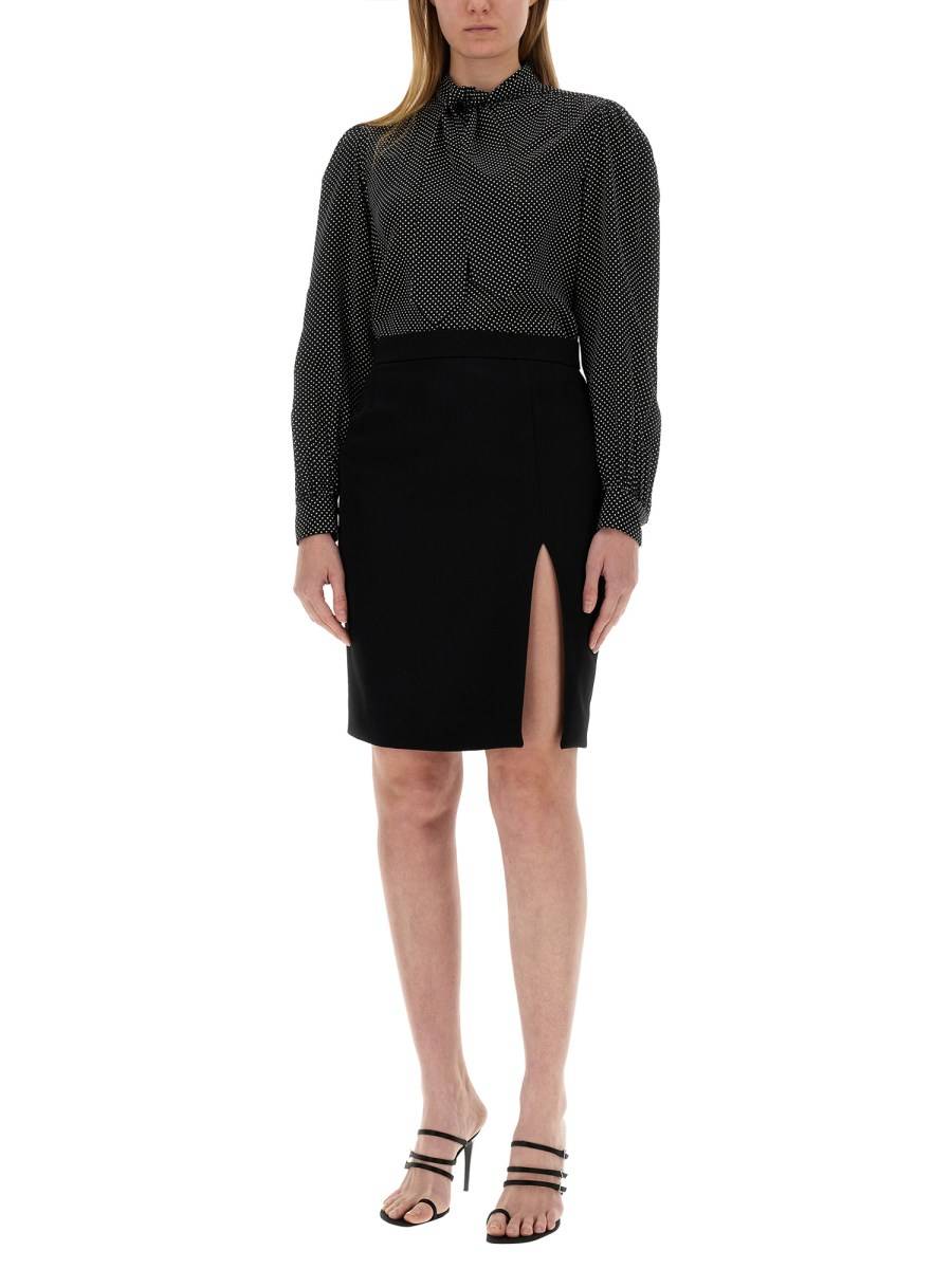 SAINT LAURENT GONNA A MATITA IN GRAIN DE POUDRE