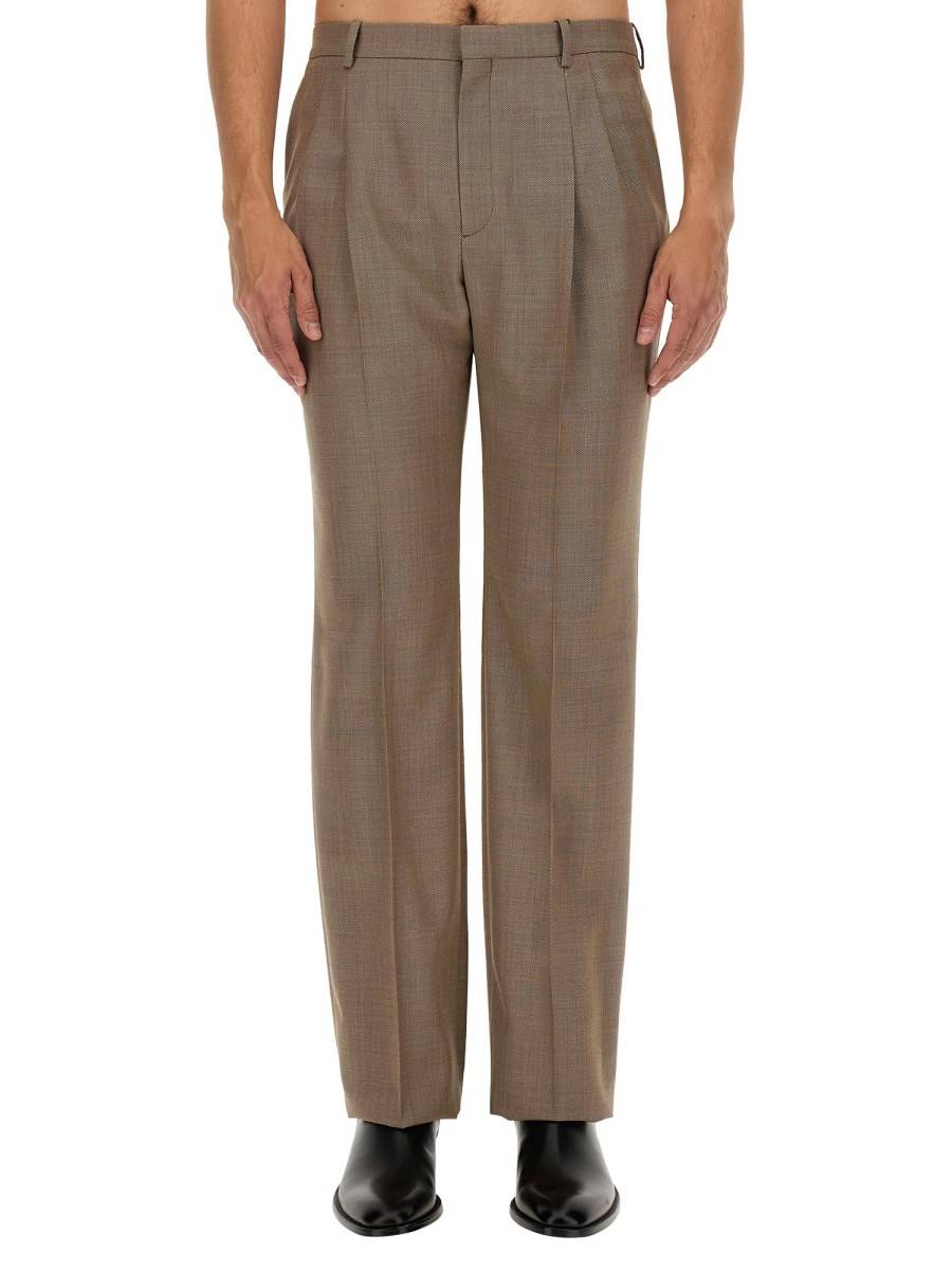 SAINT LAURENT PANTALONE A VITA ALTA IN LANA
