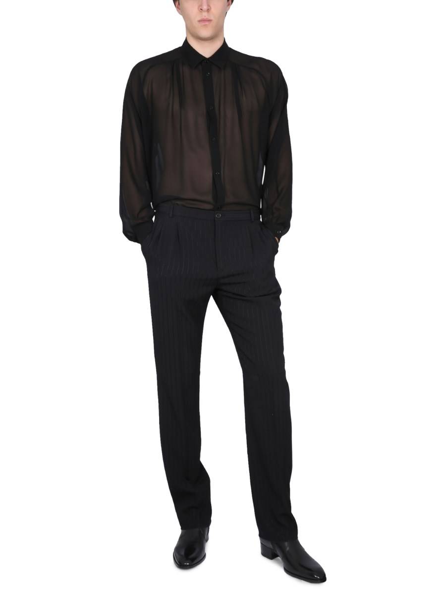 SAINT LAURENT PANTALONE DRITTO IN SHANTUNG