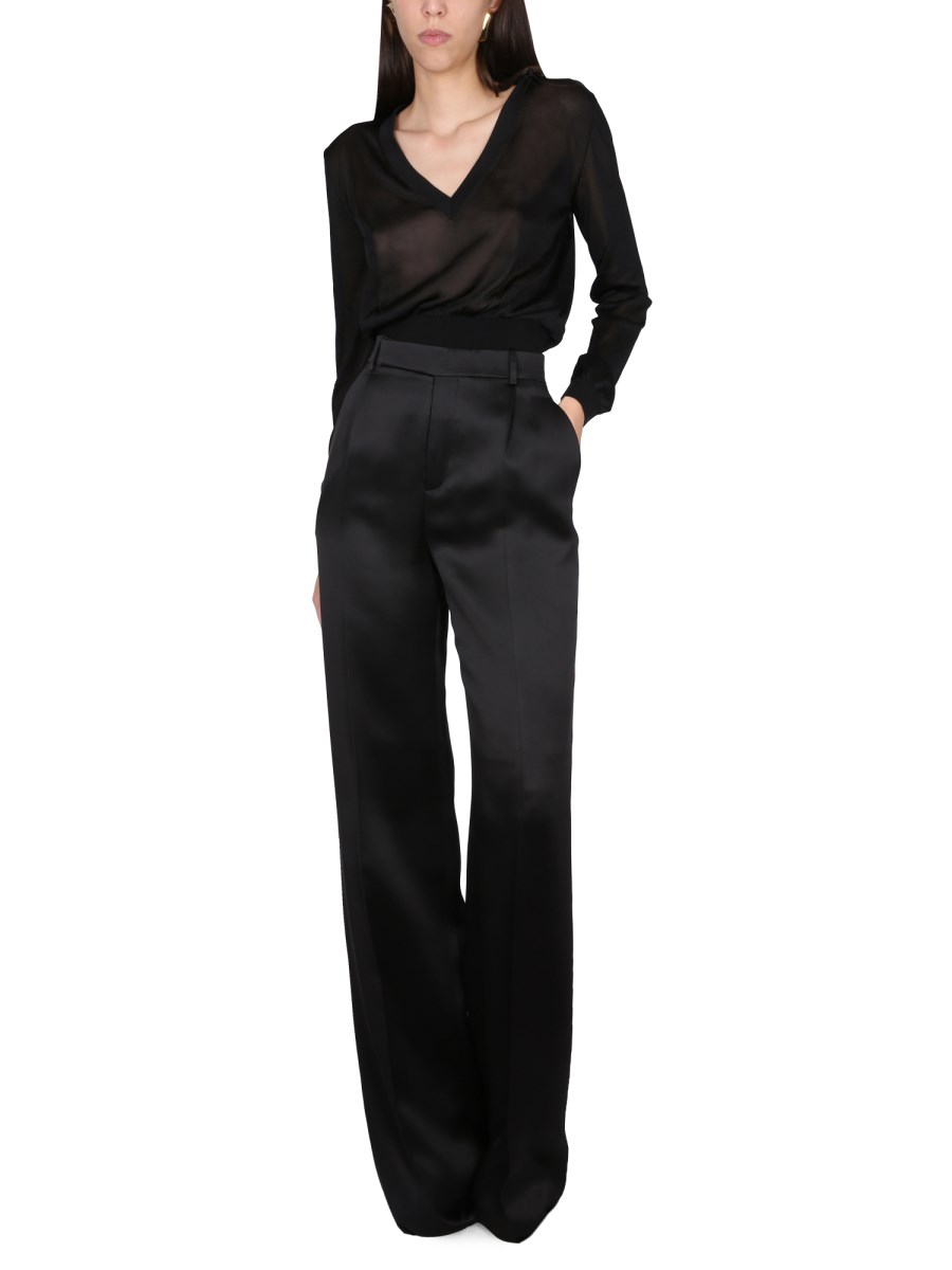 SAINT LAURENT PANTALONE SVASATI IN SATIN