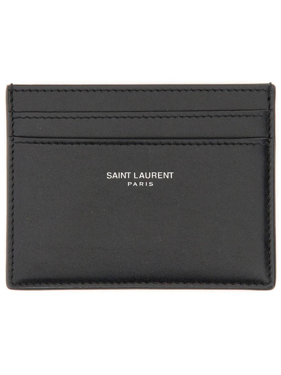 SAINT LAURENT PORTACARTE IN PELLE CON LOGO