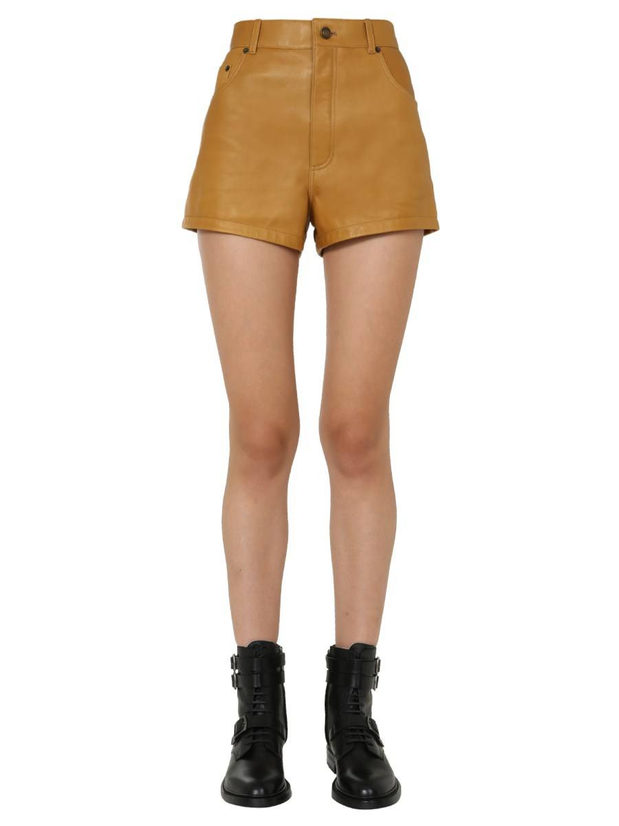 SAINT LAURENT SHORT A VITA ALTA IN PELLE