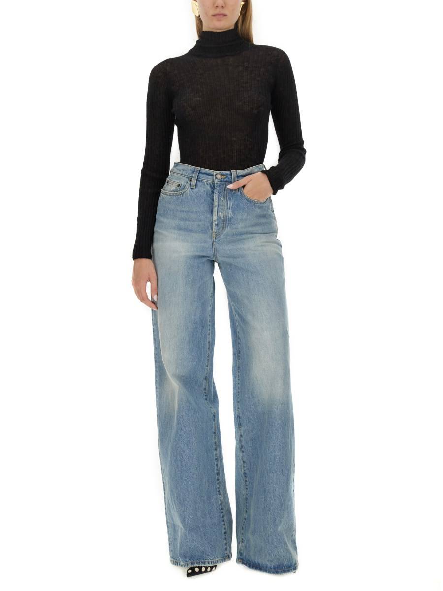 SAINT LAURENT TOP DOLCEVITA IN MAGLIA A COSTE