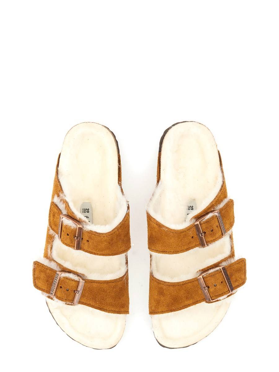 BIRKENSTOCK SANDALO ARIZONA IN PELLE SCAMOSCIATA E SHEARLING