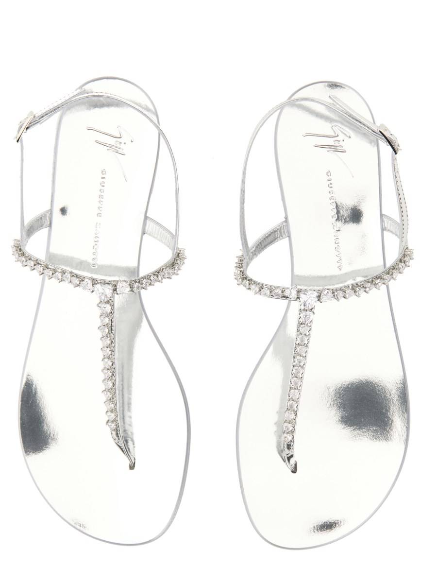GIUSEPPE ZANOTTI SANDALO MINNAH IN TESSUTO EFFETTO SPECCHIO