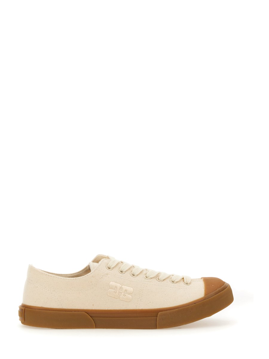 GANNI SCARPE DA GINNASTICA BASSE CLASSICHE EGRET IN TELA DI COTONE