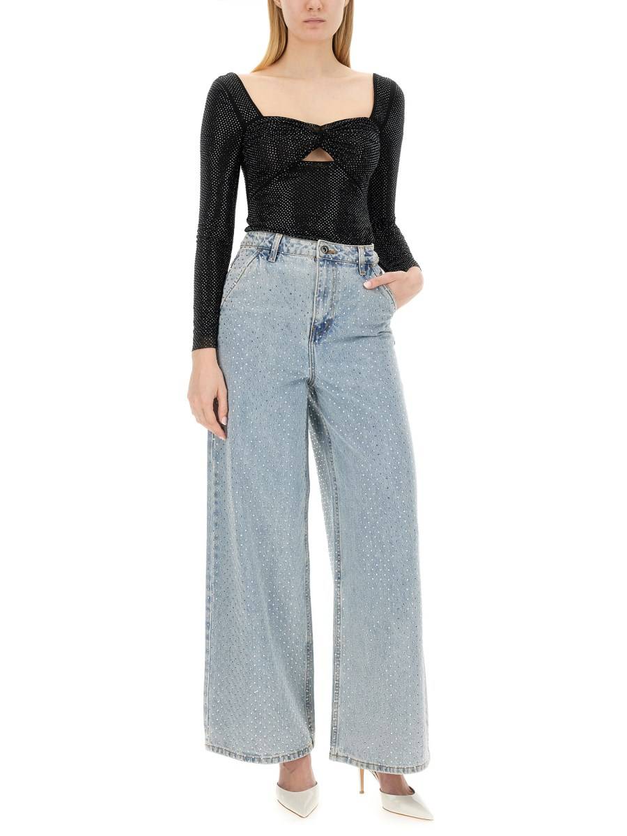 SELF-PORTRAIT TOP CON SCOLLO A CUORE IN MESH