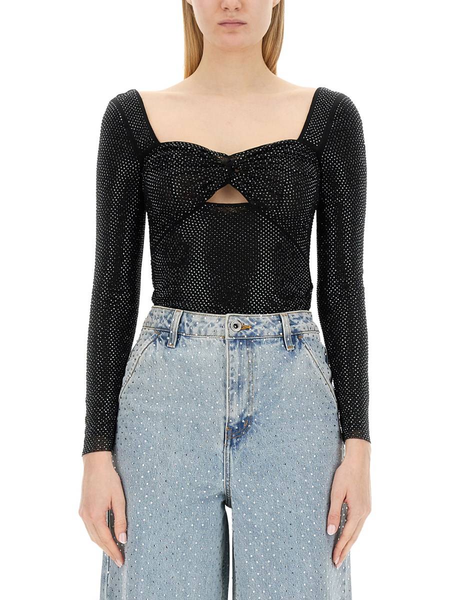 SELF-PORTRAIT TOP CON SCOLLO A CUORE IN MESH