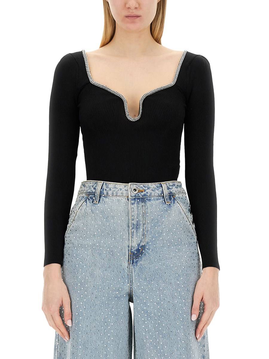 SELF-PORTRAIT TOP IN MAGLIA CON STRASS