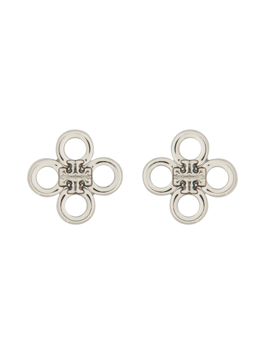 TORY BURCH SET "KIRA" CLOVER CON PENDENTE IN PAVÉ E ORECCHINI A BORCHIA