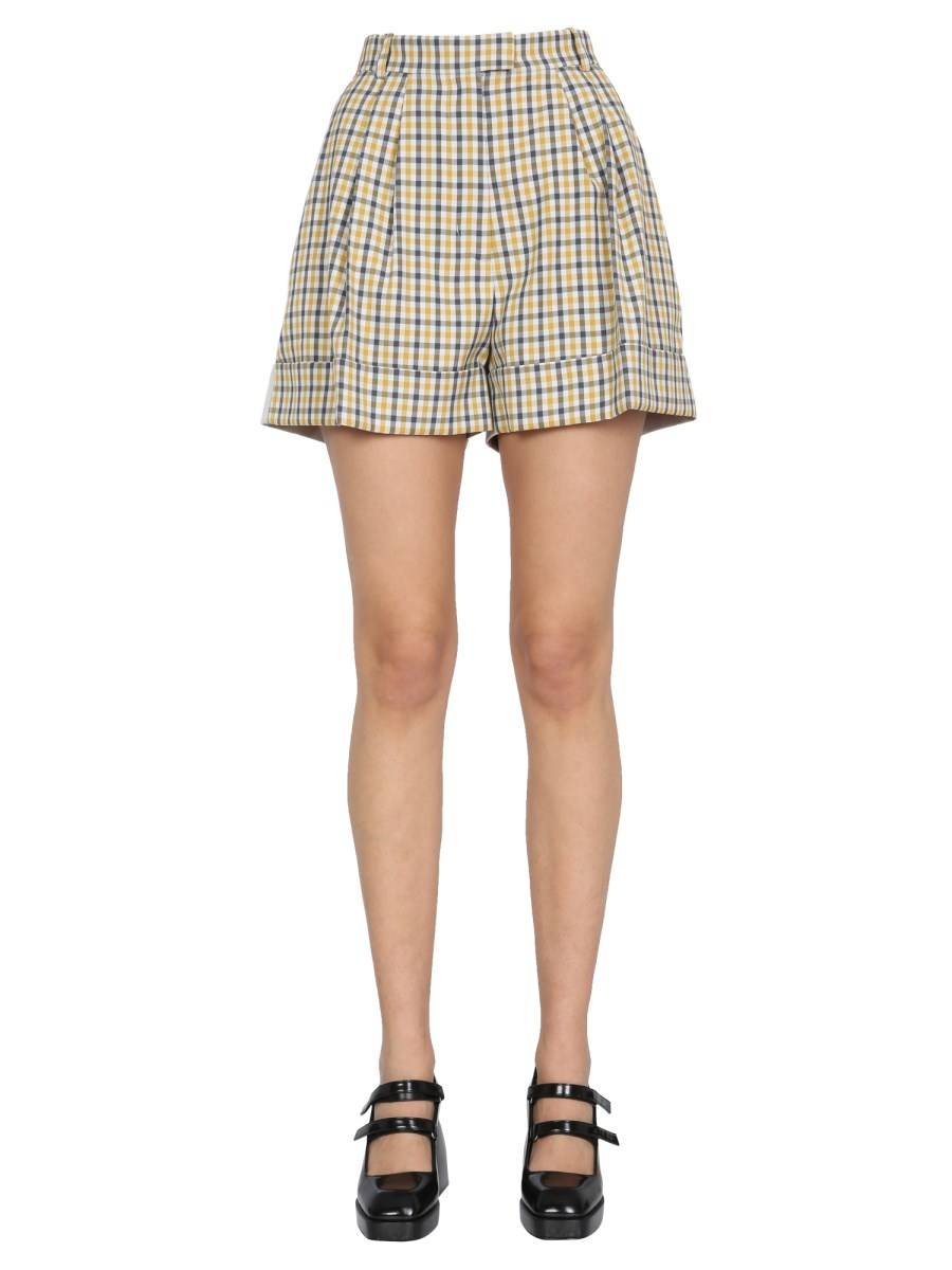 BAUM UND PFERDGARTEN SHORT NOMADE PLISSETTATI CON STAMPA CHECK