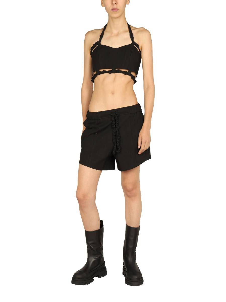 GANNI SHORTS IN COTONE BIOLOGICO CON ELASTICO ARRICCIATO