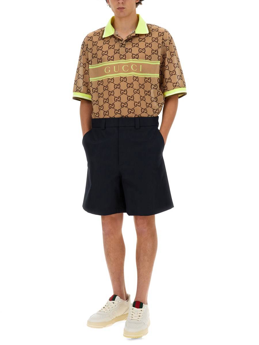 GUCCI SHORTS IN DOPPIO TWILL DI COTONE CON NASTRO WEB