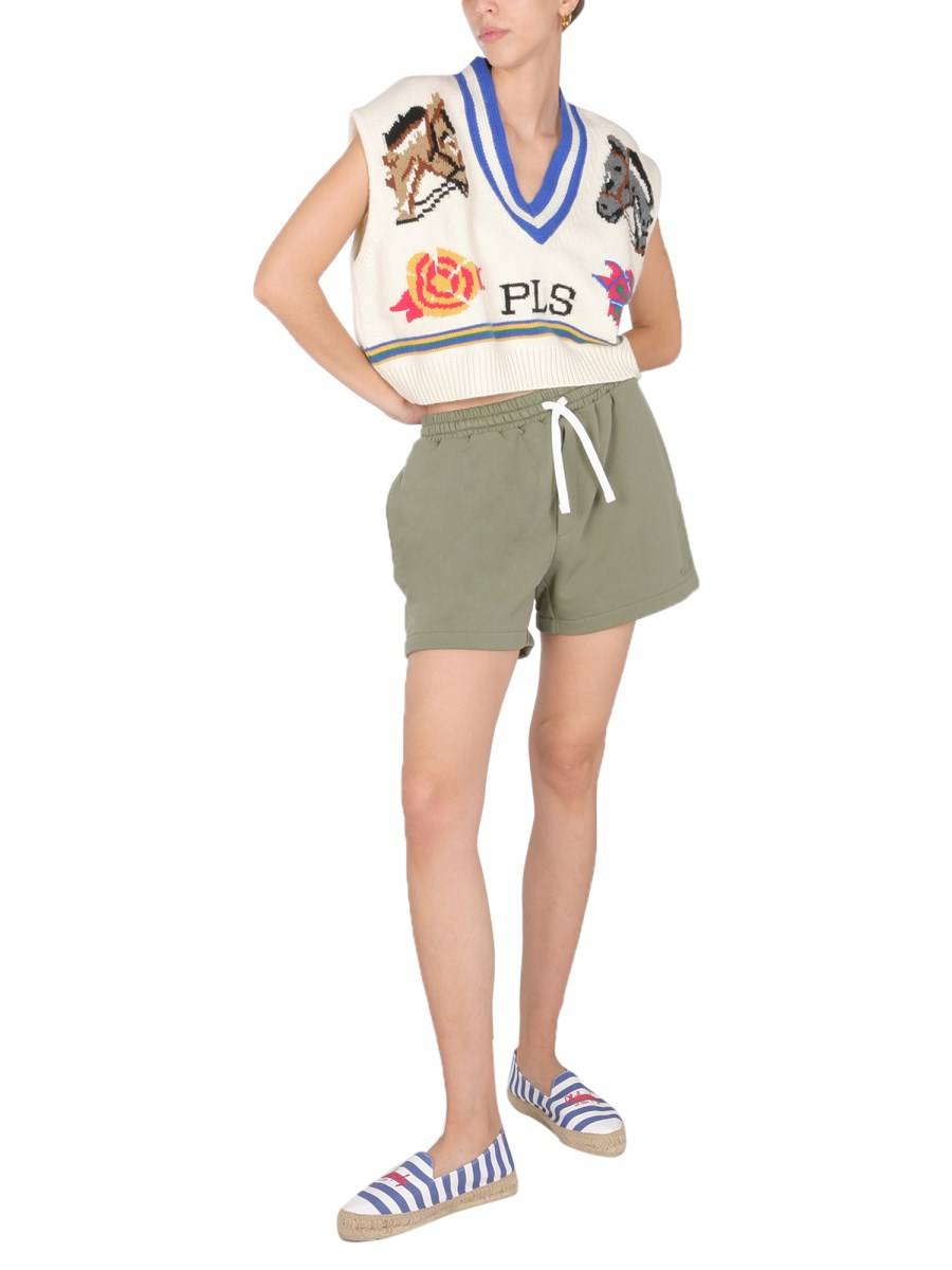 PHILOSOPHY DI LORENZO SERAFINI SHORTS IN FELPA DI COTONE CON RICAMO LOGO