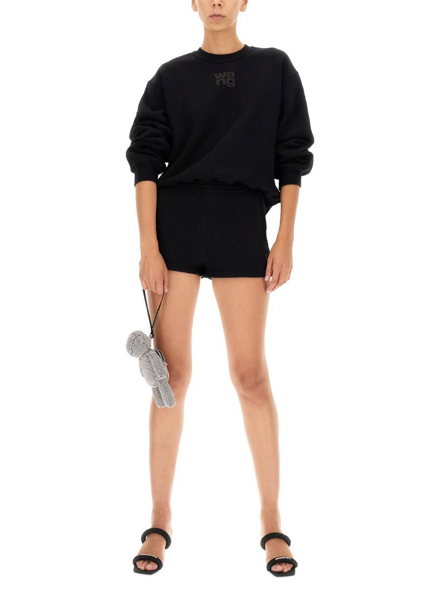 ALEXANDERWANG.T SHORTS IN MISTO COTONE CON LOGO IN RILIEVO